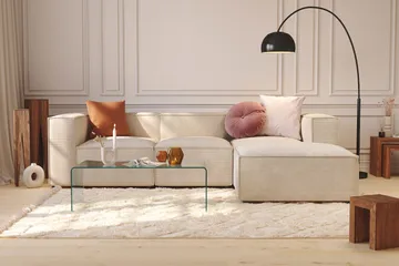 Cubo 1-seters Rektangulær Fotskammelmodul i Manchester 120 cm bred - Beige - Møbler - Stoler & lenestoler - Krakk - Fotskammel