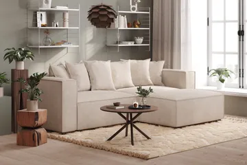 Cubo 1-seters Rektangulær Fotskammelmodul i Manchester 120 cm bred - Beige - Møbler - Stoler & lenestoler - Krakk - Fotskammel
