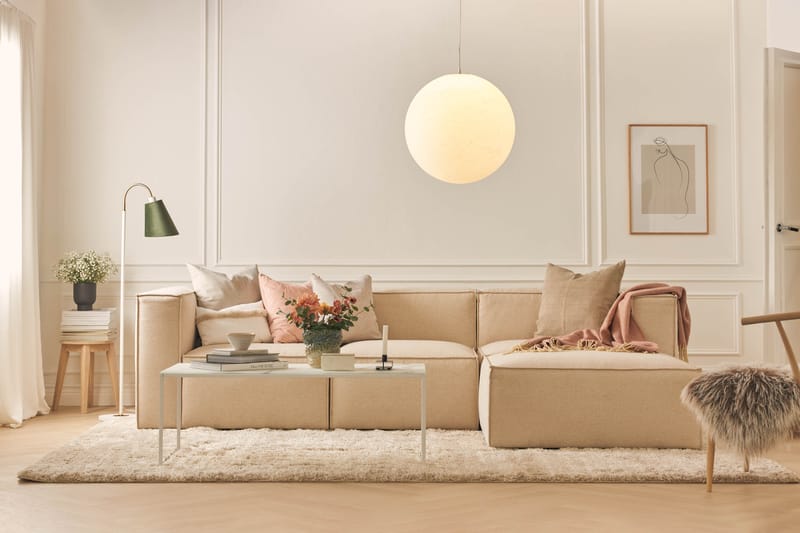 Cubo 1-seters Rektangulær Fotskammelmodul i Stoff 120 cm bred - Beige - Møbler - Stoler & lenestoler - Krakk - Fotskammel