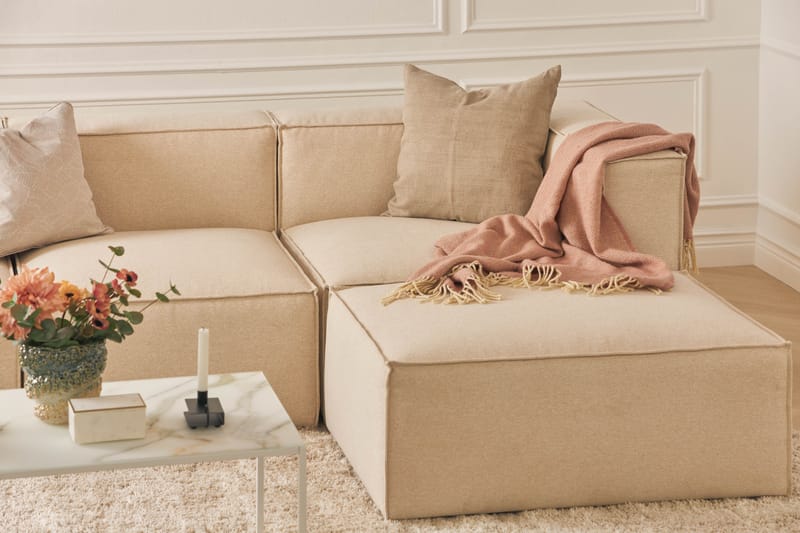 Cubo 1-seters Rektangulær Fotskammelmodul i Stoff 120 cm bred - Beige - Møbler - Stoler & lenestoler - Krakk - Fotskammel