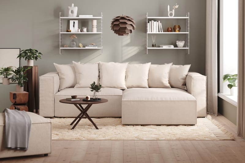 Cubo 1-seters Rektangulær Fotskammelmodul i Stoff 120 cm bred - Beige - Møbler - Stoler & lenestoler - Krakk - Fotskammel
