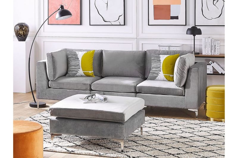 Evja Fotskammel - Fløyel/Grå - Møbler - Stoler & lenestoler - Krakk - Fotskammel