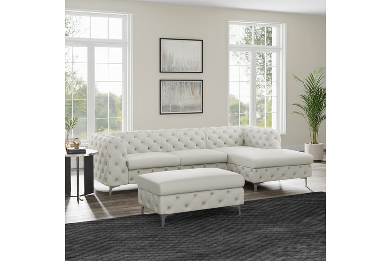 Glennie Fotskammel 67 cm Rektangulær - Beige - Møbler - Stoler & lenestoler - Krakk - Fotskammel