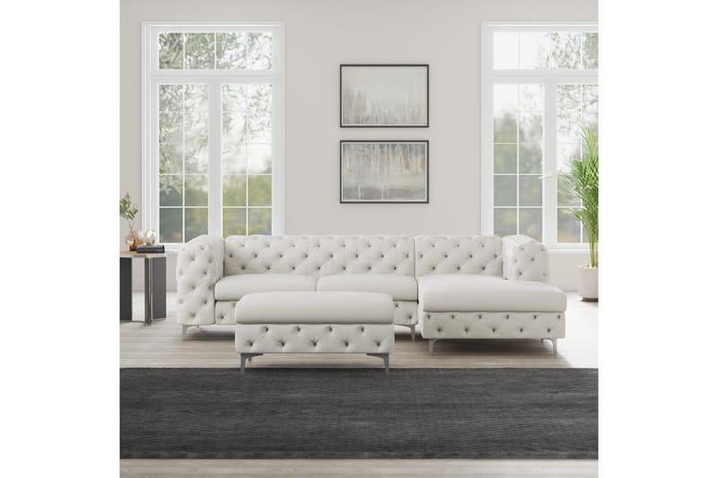 Glennie Fotskammel 67 cm Rektangulær - Beige - Møbler - Stoler & lenestoler - Krakk - Fotskammel