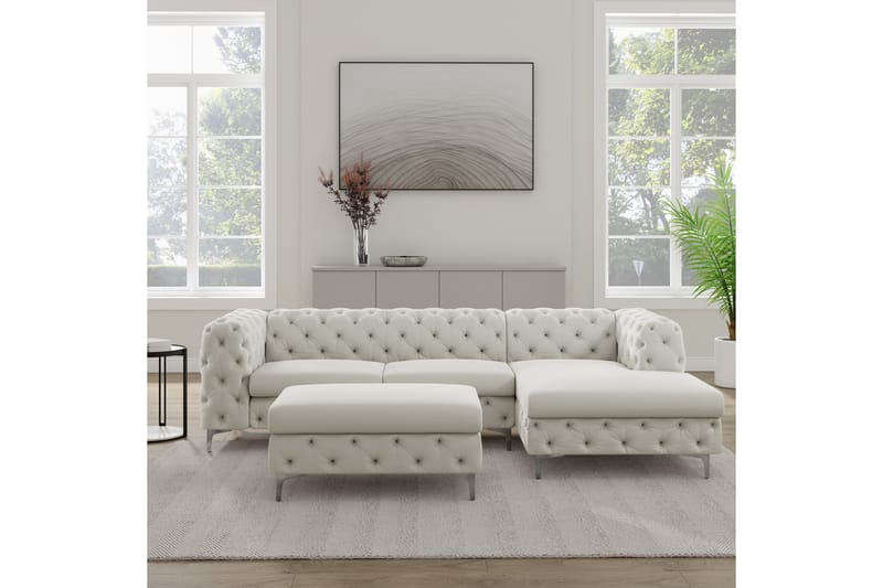 Glennie Fotskammel 67 cm Rektangulær - Beige - Møbler - Stoler & lenestoler - Krakk - Fotskammel