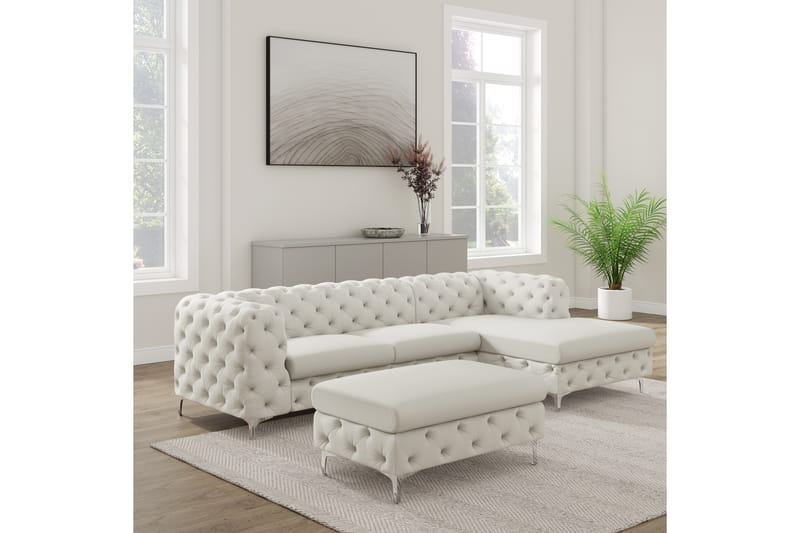 Glennie Fotskammel 67 cm Rektangulær - Beige - Møbler - Stoler & lenestoler - Krakk - Fotskammel