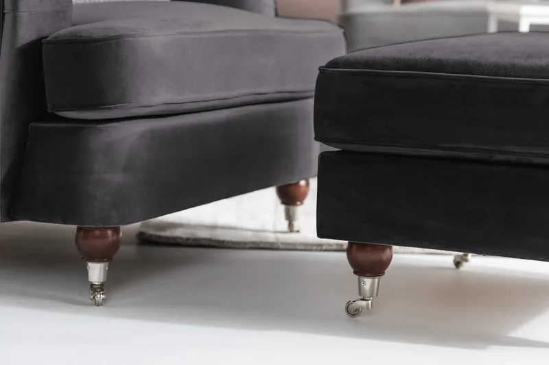 Howard Riviera Fotskammel Fløyel - Mørkegrå - Møbler - Stoler & lenestoler - Krakk - Fotskammel