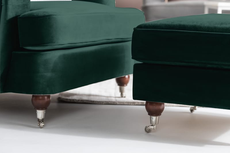 Howard Riviera Fotskammel Fløyel - Mørkegrønn - Møbler - Stoler & lenestoler - Krakk - Fotskammel