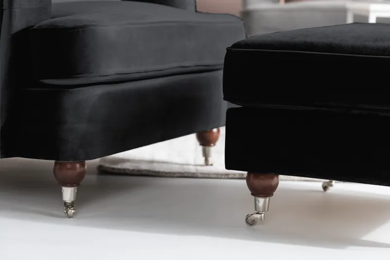 Howard Riviera Fotskammel Fløyel - Svart - Møbler - Stoler & lenestoler - Krakk - Fotskammel