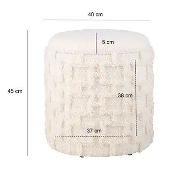 Ivoino krakk 40 cm - kremhvit med gråbrune elementer - Møbler - Stoler & lenestoler - Krakk - Fotskammel - Fotskammel med oppbevaring