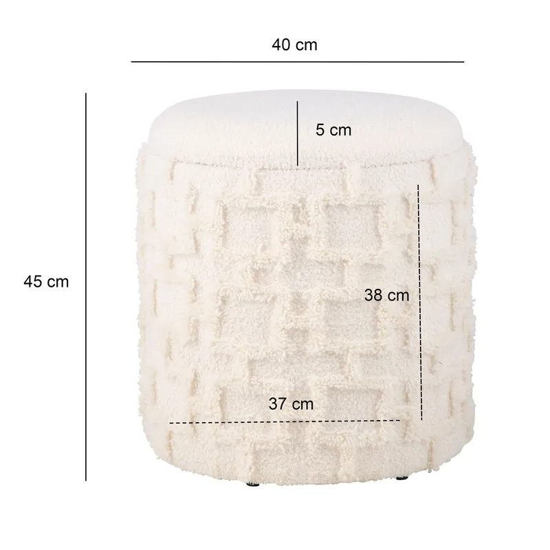 Ivoino krakk 40 cm - kremhvit med gråbrune elementer - Møbler - Stoler & lenestoler - Krakk - Fotskammel - Fotskammel med oppbevaring