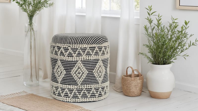 Ivoino krakk 40 cm - Svart/hvit - Møbler - Stoler & lenestoler - Krakk - Fotskammel - Fotskammel med oppbevaring