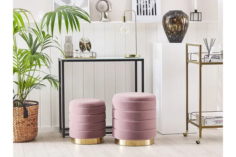 Lerbodatorp Fotskammel med Oppbevaring 2-pk - Rosa - Møbler - Stoler & lenestoler - Krakk - Fotskammel - Fotskammel med oppbevaring