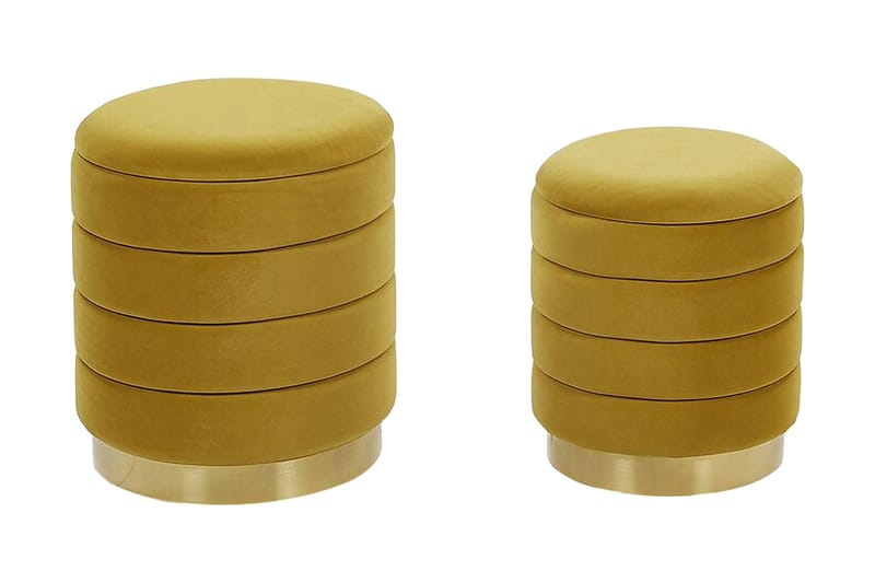 Lerbodatorp Fotskammel med Oppbevaring 2-pk, Gul