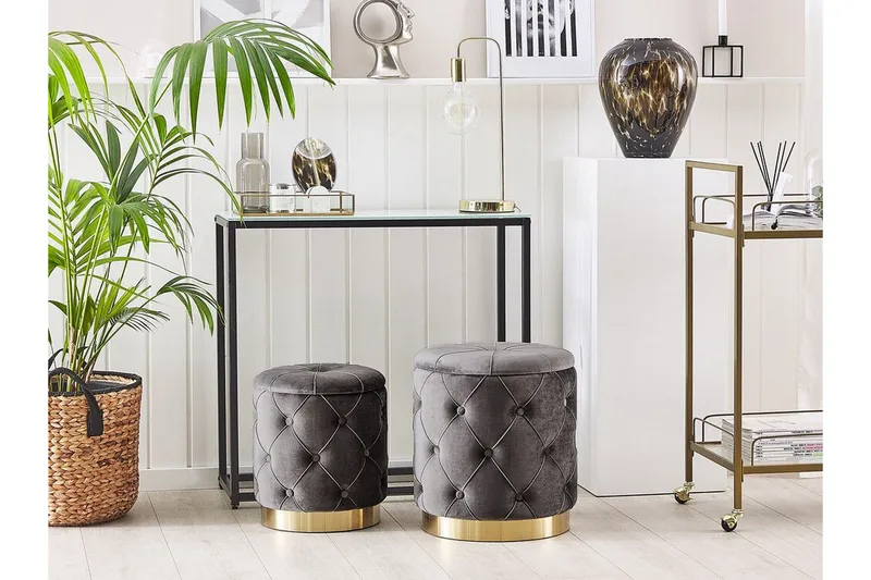 Olingskog Fotskammel med Oppbevaring 2-pk - Grå - Møbler - Stoler & lenestoler - Krakk - Fotskammel - Fotskammel med oppbevaring