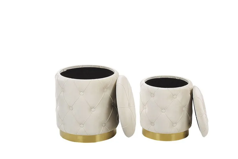 Olingskog Fotskammel med Oppbevaring 2-pk - Hvit - Møbler - Stoler & lenestoler - Krakk - Fotskammel - Fotskammel med oppbevaring