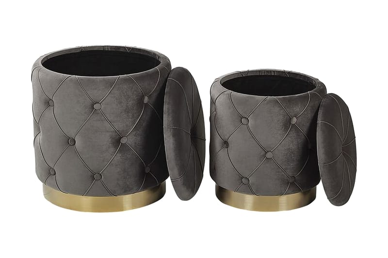 Olingskog Fotskammel med Oppbevaring 2-pk - Grå - Møbler - Stoler & lenestoler - Krakk - Fotskammel - Fotskammel med oppbevaring