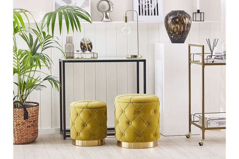 Olingskog Fotskammel med Oppbevaring 2-pk - Gul - Møbler - Stoler & lenestoler - Krakk - Fotskammel - Fotskammel med oppbevaring