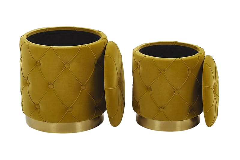 Olingskog Fotskammel med Oppbevaring 2-pk - Gul - Møbler - Stoler & lenestoler - Krakk - Fotskammel - Fotskammel med oppbevaring