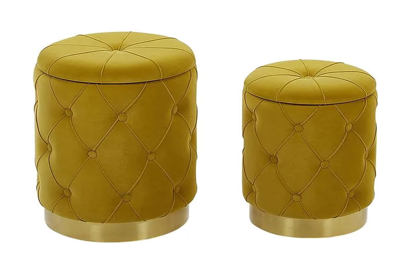 Olingskog Fotskammel med Oppbevaring 2-pk, Gul