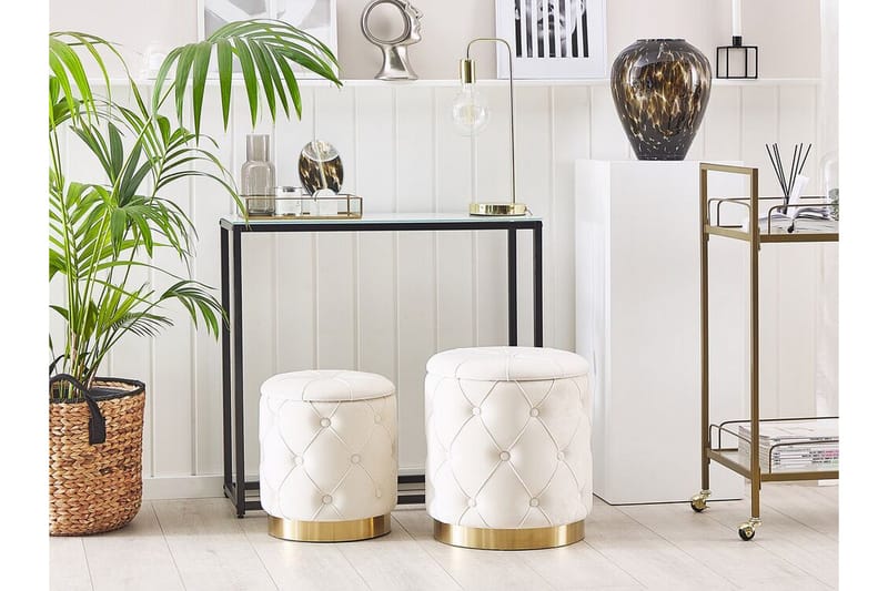 Olingskog Fotskammel med Oppbevaring 2-pk - Hvit - Møbler - Stoler & lenestoler - Krakk - Fotskammel - Fotskammel med oppbevaring