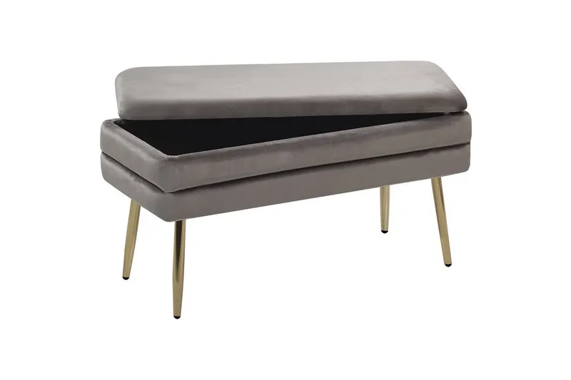 Oppbevaringsbenk Durham Grå - Grå - Møbler - Stoler & lenestoler - Krakk - Fotskammel - Sovbar fotskammel