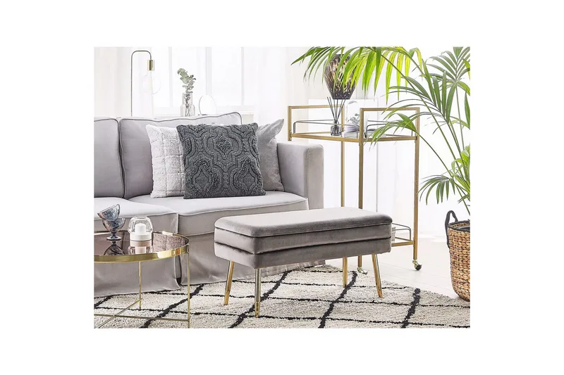 Oppbevaringsbenk Durham Grå - Grå - Møbler - Stoler & lenestoler - Krakk - Fotskammel - Sovbar fotskammel