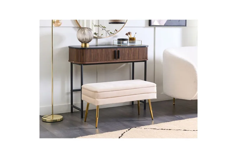 Oppbevaringsbenk Durham Hvitt/gull - Hvitt/gull - Møbler - Stoler & lenestoler - Krakk - Fotskammel - Sovbar fotskammel
