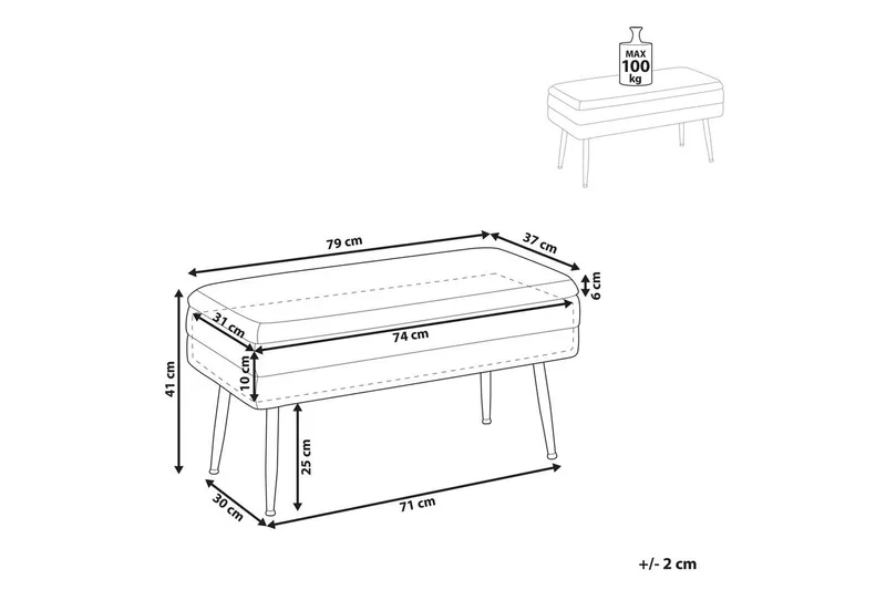 Oppbevaringsbenk Durham Hvitt/gull - Hvitt/gull - Møbler - Stoler & lenestoler - Krakk - Fotskammel - Sovbar fotskammel