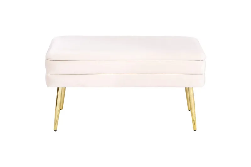 Oppbevaringsbenk Durham Hvitt/gull - Hvitt/gull - Møbler - Stoler & lenestoler - Krakk - Fotskammel - Sovbar fotskammel