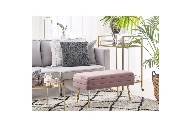 Oppbevaringsbenk Durham Rosa - Rosa - Møbler - Stoler & lenestoler - Krakk - Fotskammel - Sovbar fotskammel