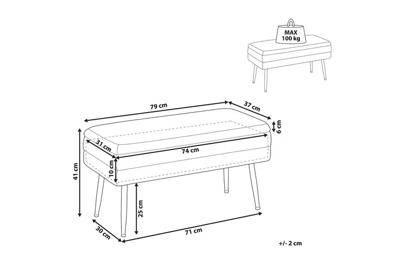Oppbevaringsbenk Durham Rosa - Rosa - Møbler - Stoler & lenestoler - Krakk - Fotskammel - Sovbar fotskammel