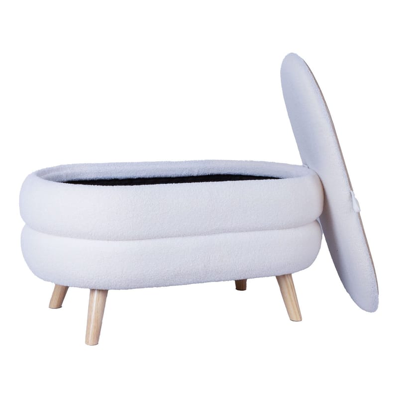 Puff/bord HOME4YOU Hana 87x48,5x46 cm Hvit, med oppbevaring - Hvit - Møbler - Stoler & lenestoler - Krakk - Fotskammel - Fotskammel med oppbevaring