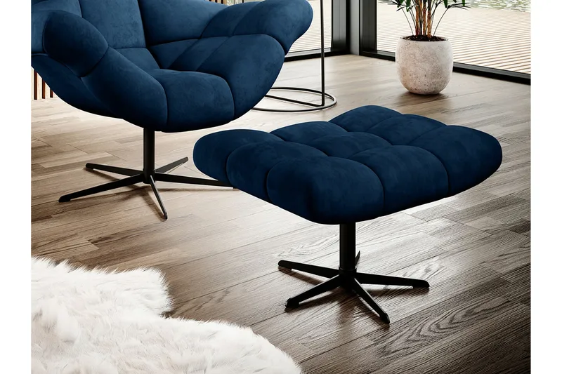 Rathkeale Fotpall 46 cm Dark Blue/Black - Møbler - Stoler & lenestoler - Krakk - Fotskammel