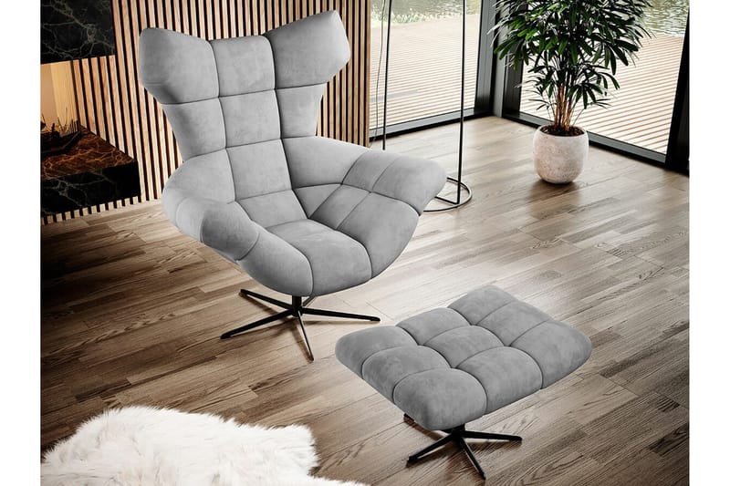 Rathkeale Fotpall 46 cm Grey/Black - Møbler - Stoler & lenestoler - Krakk - Fotskammel