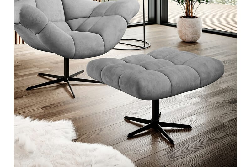 Rathkeale Fotpall 46 cm Grey/Black - Møbler - Stoler & lenestoler - Krakk - Fotskammel