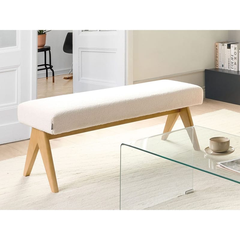 Sengebenk Tamre - Hvit, lyst tre - Møbler - Stoler & lenestoler - Krakk - Fotskammel - Sovbar fotskammel