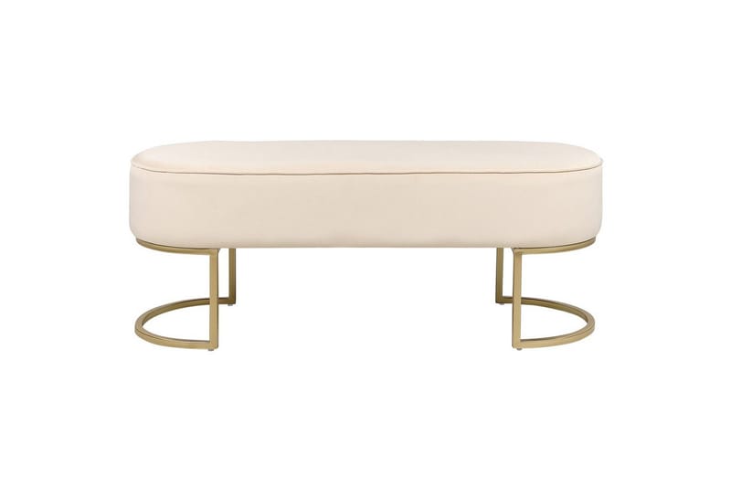Sittebenk Milry Kremhvit/gull - Kremhvit/gull - Møbler - Stoler & lenestoler - Krakk - Fotskammel - Sovbar fotskammel