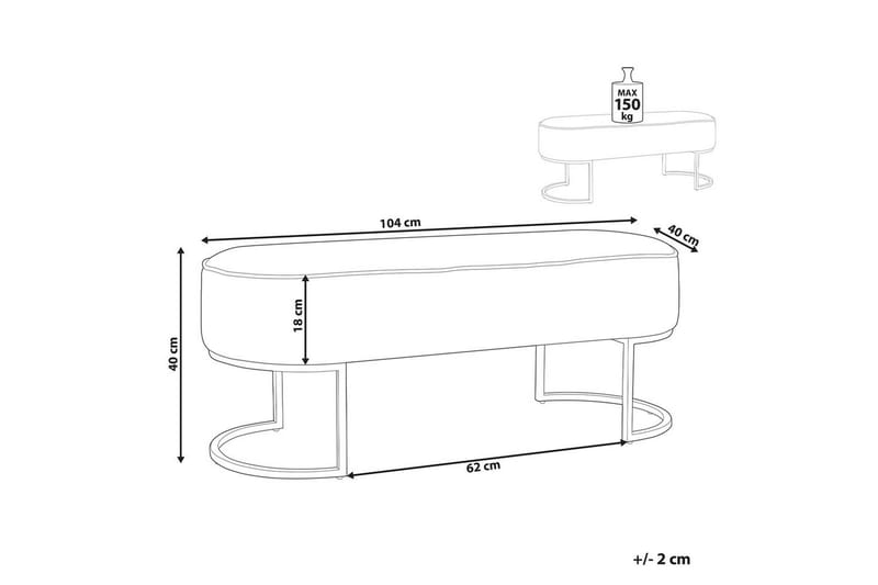 Sittebenk Milry Kremhvit/gull - Kremhvit/gull - Møbler - Stoler & lenestoler - Krakk - Fotskammel - Sovbar fotskammel