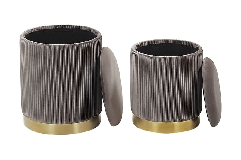 Trumelet Fotskammel med Oppbevaring 2-pk - Grå - Møbler - Stoler & lenestoler - Krakk - Fotskammel