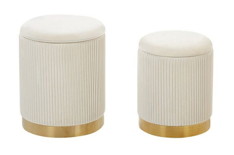 Trumelet Fotskammel med Oppbevaring 2-pk, Hvit