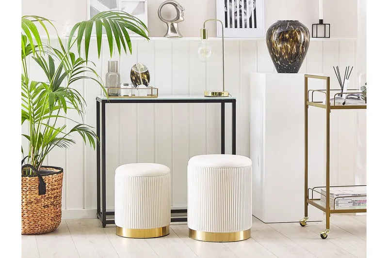 Trumelet Fotskammel med Oppbevaring 2-pk - Hvit - Møbler - Stoler & lenestoler - Krakk - Fotskammel - Fotskammel med oppbevaring