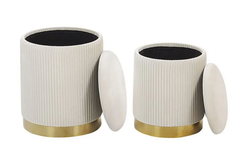 Trumelet Fotskammel med Oppbevaring 2-pk - Hvit - Møbler - Stoler & lenestoler - Krakk - Fotskammel - Fotskammel med oppbevaring