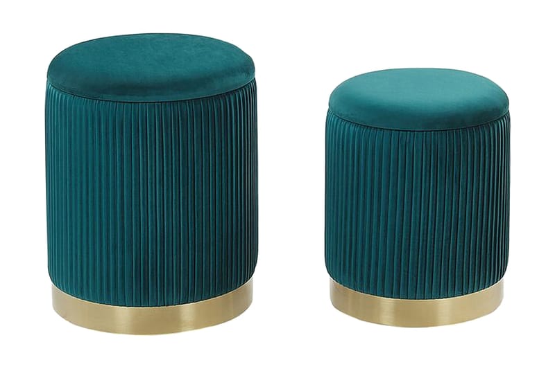 Trumelet Fotskammel med Oppbevaring 2-pk - Blå - Møbler - Stoler & lenestoler - Krakk - Fotskammel - Fotskammel med oppbevaring