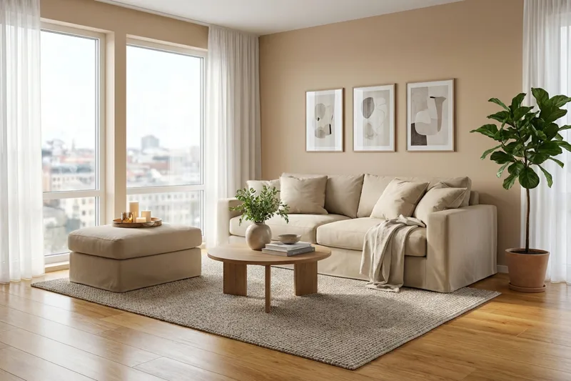 Valencia fotskammel med avtakbart og vaskbart trekk - Beige - Møbler - Stoler & lenestoler - Krakk - Fotskammel
