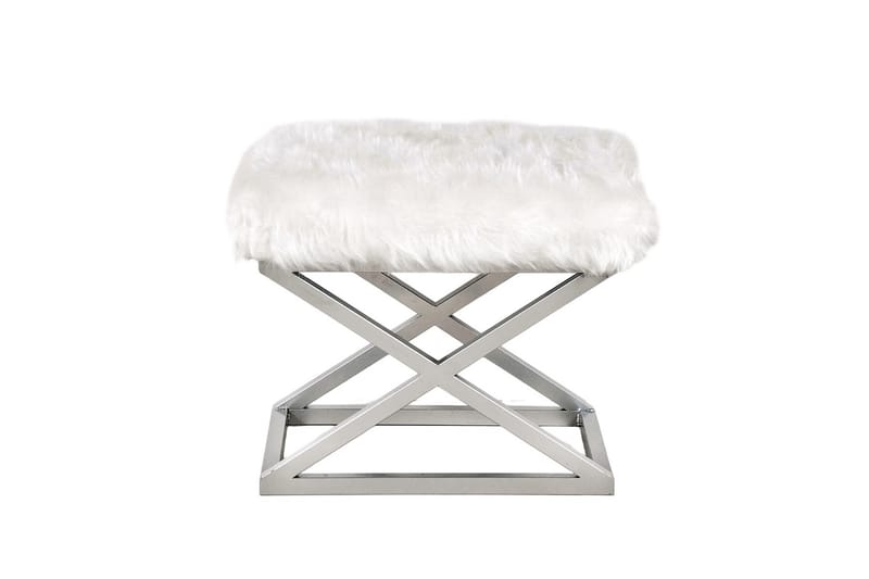 Gillie Sittepuff 40 cm - Sølv/Hvit - Møbler - Stoler & lenestoler - Krakk - Puff