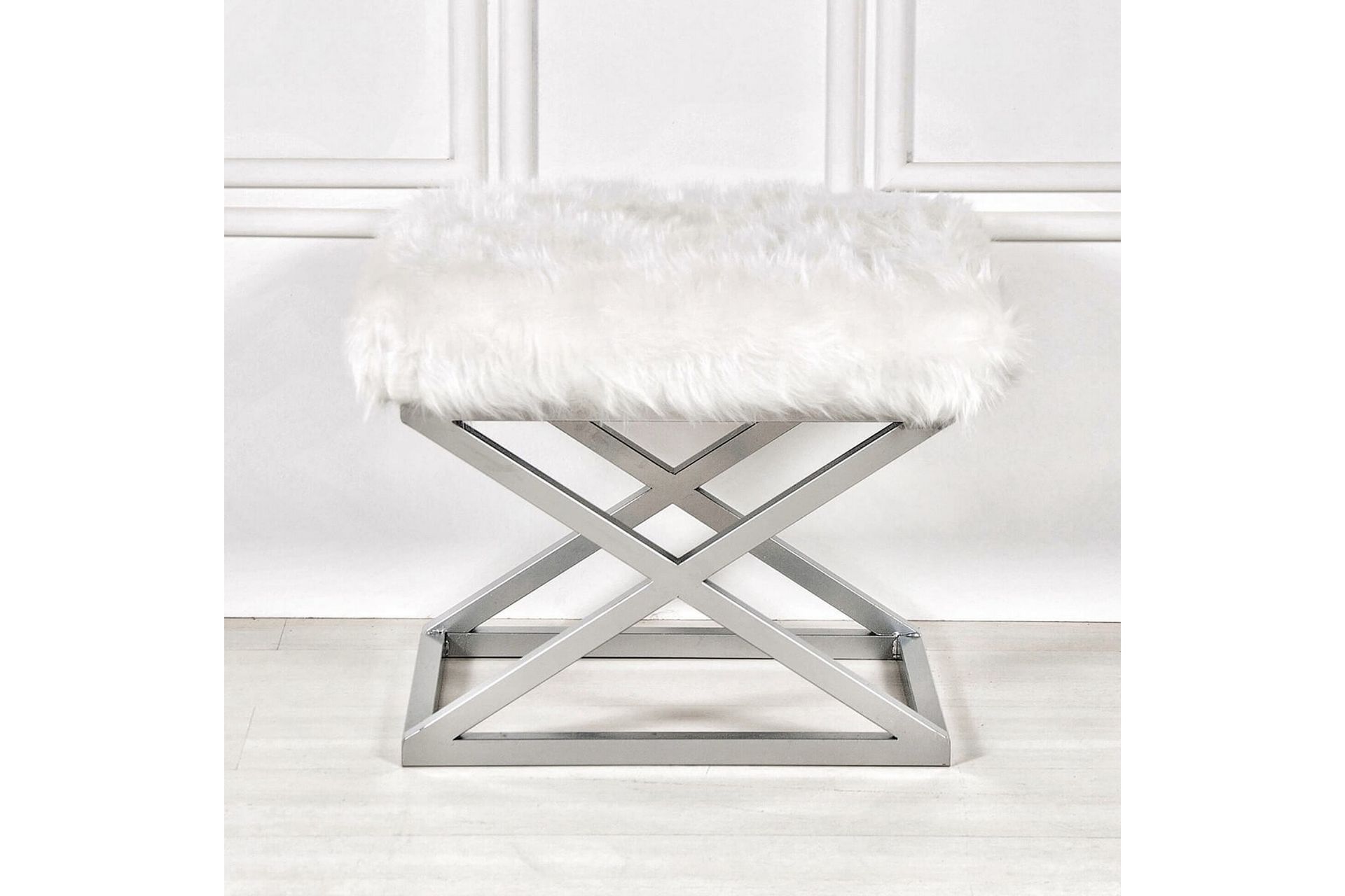 Gillie Sittepuff 40 cm - Sølv/Hvit - Møbler - Stoler & lenestoler - Krakk - Puff