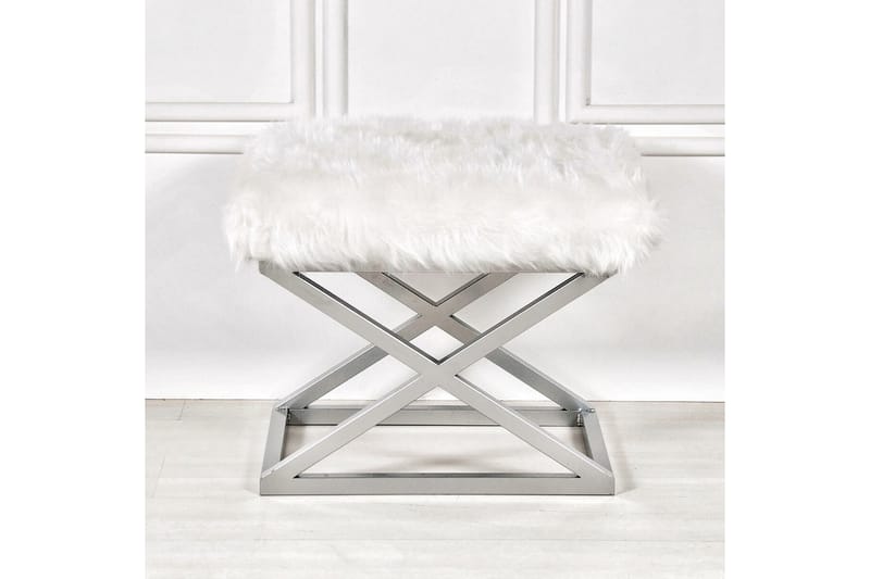 Gillie Sittepuff 40 cm - Sølv/Hvit - Møbler - Stoler & lenestoler - Krakk - Puff