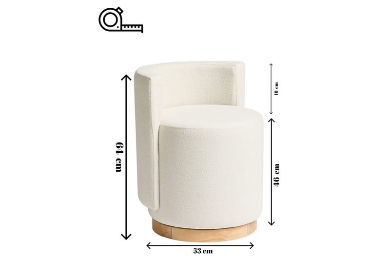 Kelran Fotpall 45 cm - Krem - Møbler - Stoler & lenestoler - Krakk - Fotskammel