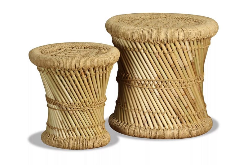 Krakker 2 stk bambus og jute - Møbler - Stoler & lenestoler - Krakk